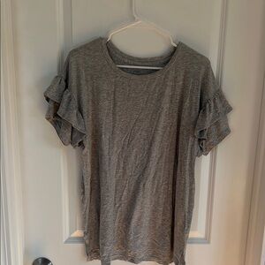 Gray Ruffle Sleeve Women's Top